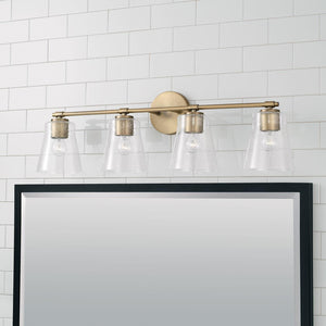 Capital Lighting 146941AD-533 Baker 4 Light Vanity Aged Brass