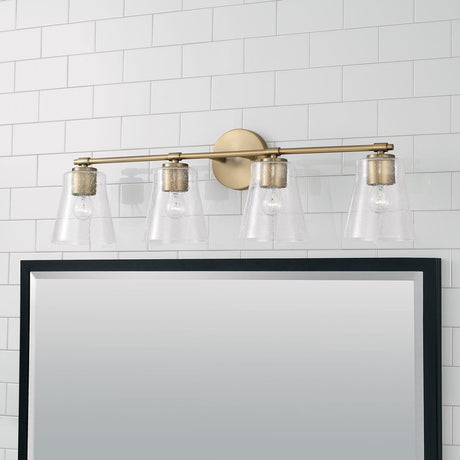 Capital Lighting 146941AD-533 Baker 4 Light Vanity Aged Brass