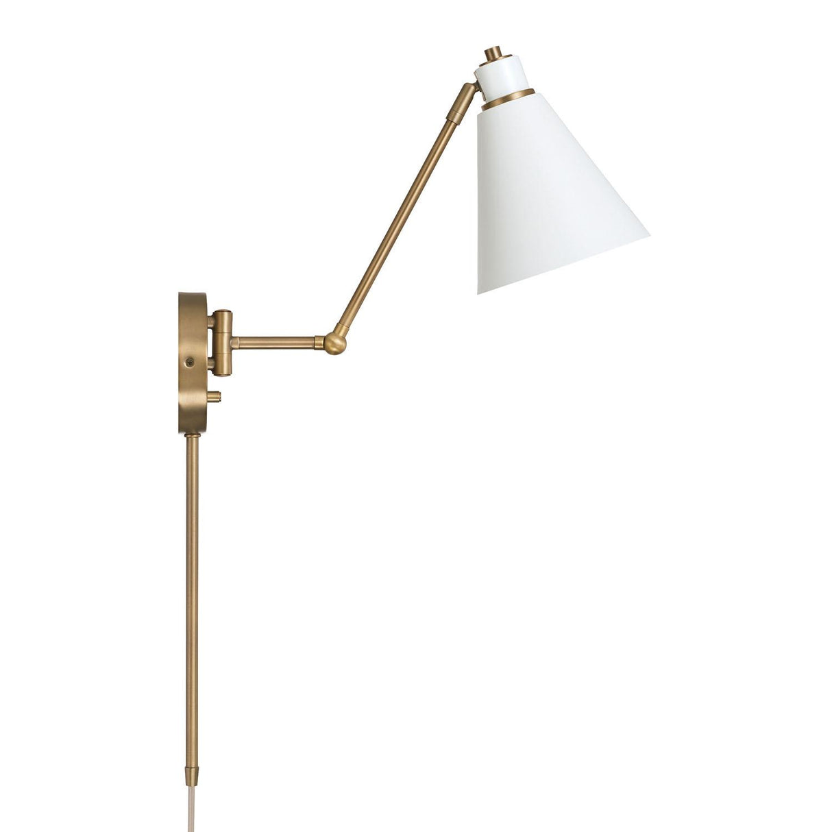 Capital Lighting 650111AW Bradley 1 Light Sconce Aged Brass and White