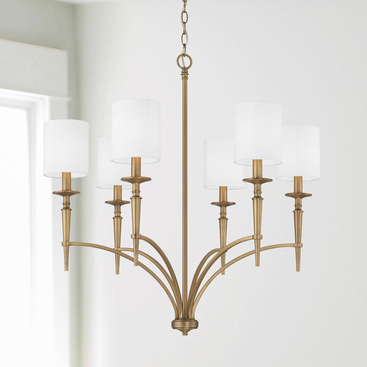 Capital Lighting 442661AD-701 Abbie 6 Light Chandelier Aged Brass