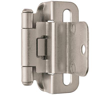 Amerock Cabinet Hinge 3/8 inch (10 mm) Inset Hinge Satin Nickel 2 Pack Self-Closing Hinge Partial Wrap Hinge Cabinet Door Hinge