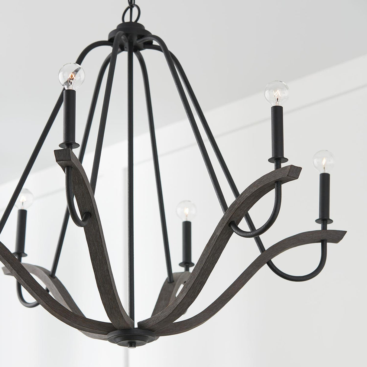 Capital Lighting 447661CK Clive 6 Light Chandelier Carbon Grey and Black Iron