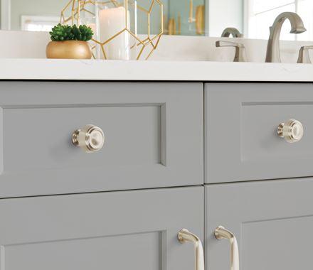 Amerock Cabinet Knob Satin Nickel 1-3/16 inch (30 mm) Diameter Kane 1 Pack Drawer Knob Cabinet Hardware