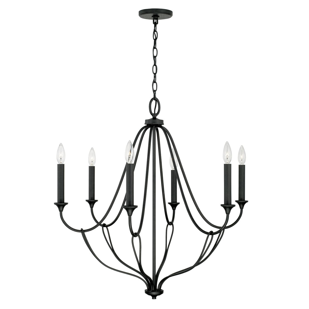 Capital Lighting 441661BI Bentley 6 Light Chandelier Black Iron