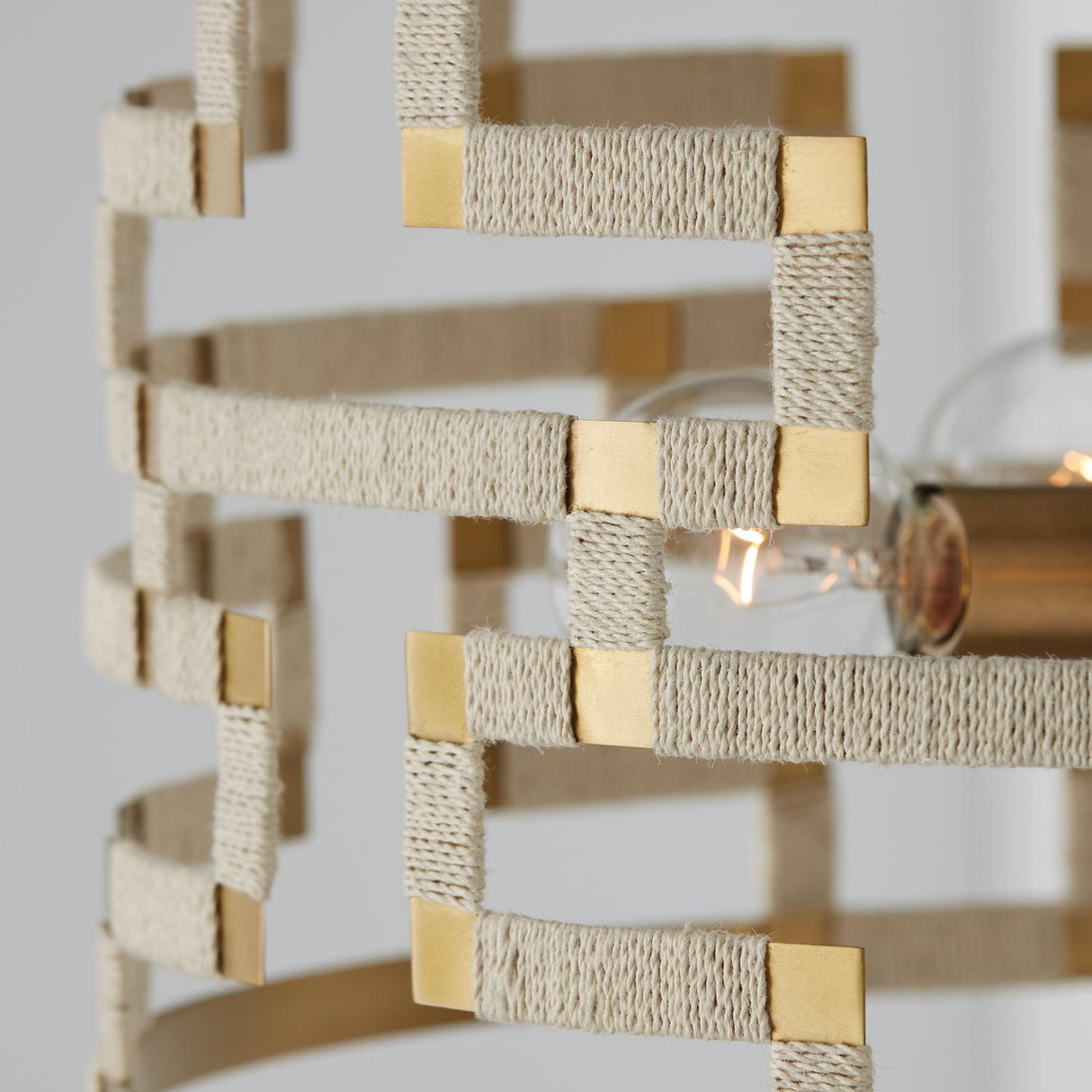 Capital Lighting 341041NL Hala 4 Light Pendant Bleached Natural Jute and Patinaed Brass