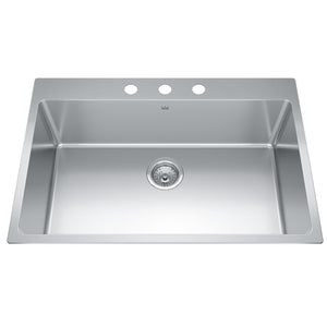 KINDRED BSL2131-9-3N Brookmore 31-in LR x 20.9-in FB x 9-in DP Drop in Single Bowl Stainless Steel Sink In Commercial Satin Finish