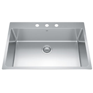 KINDRED BSL2131-9-3N Brookmore 31-in LR x 20.9-in FB x 9-in DP Drop in Single Bowl Stainless Steel Sink In Commercial Satin Finish