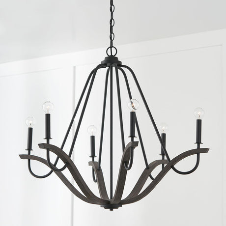 Capital Lighting 447661CK Clive 6 Light Chandelier Carbon Grey and Black Iron