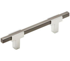 Amerock Cabinet Pull Polished Chrome/Black Chrome 3-3/4 inch (96 mm) Center to Center Urbanite 1 Pack Drawer Pull Drawer Handle Cabinet Hardware