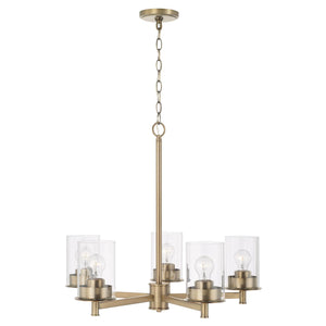 Capital Lighting 446851AD-532 Mason 5 Light Chandelier Aged Brass