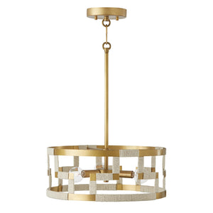 Capital Lighting 241031NL Hala 3 Light Semi-Flush Bleached Natural Jute and Patinaed Brass
