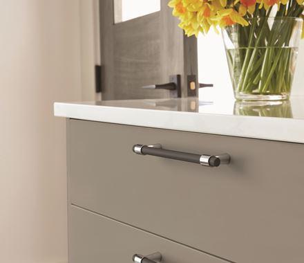 Amerock Cabinet Pull Polished Chrome/Matte Black 5-1/16 inch (128 mm) Center-to-Center Mergence 1 Pack Drawer Pull Cabinet Handle Cabinet Hardware