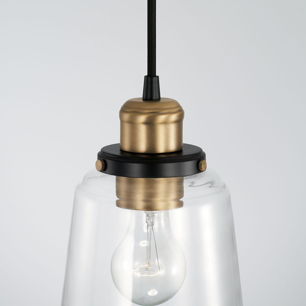 Capital Lighting 3718AB-135 Fallon 1 Light Pendant Aged Brass and Black