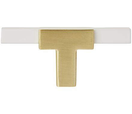 Amerock BP67BGLWHT Kitchen Cabinet Door or Drawer Knob Brushed Gold/White 2-3/4 (70 mm) Length Urbanite 1 Pack Furniture Hardware Bathroom Cabinet Hardware
