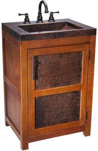 Thompson Traders Petit Rustic Vanity Lerma Chica VTS Sink: Aged Copper
(Hammered)
Vanity: Wood with Integrated Aged Copper Countertop and Sink