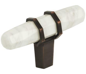 Amerock Cabinet Knob Marble White/Oil-Rubbed Bronze  2-1/2 inch (64 mm) Length Carrione 1 Pack Drawer Knob Cabinet Hardware