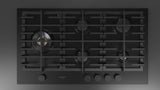 36" Matteo 400 Series Gas Cooktop, 5 Brass Burners, Wok Left, Matte Black