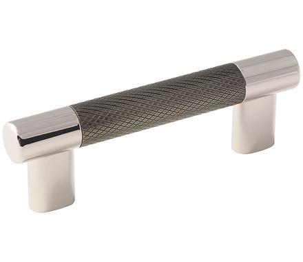 Amerock Cabinet Pull Polished Nickel/Gunmetal 3inch & 3-3/4 inch (76mm & 96 mm) Center to Center Esquire 1 Pack Drawer Pull Drawer Handle Cabinet Hardware