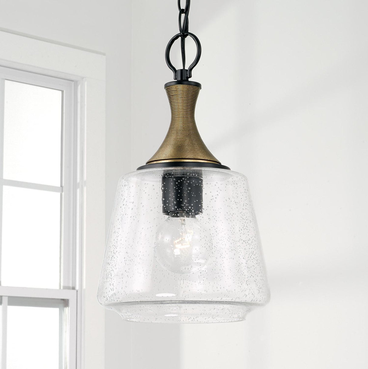 Capital Lighting 345611KB Amara 1 Light Pendant Matte Black with Brass