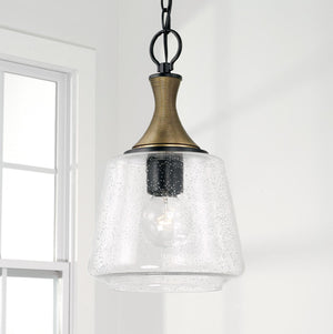Capital Lighting 345611KB Amara 1 Light Pendant Matte Black with Brass
