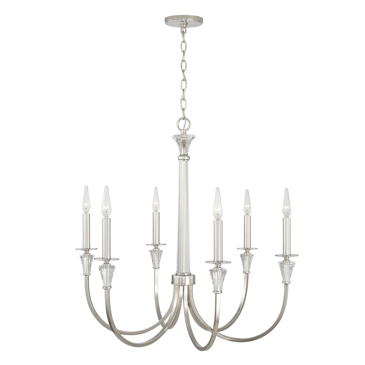 Capital Lighting 441861PN Laurent 6 Light Chandelier Polished Nickel