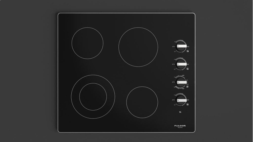 24" Radiant Cooktop, 4 Zone, Manual Control, Aluminum Trim