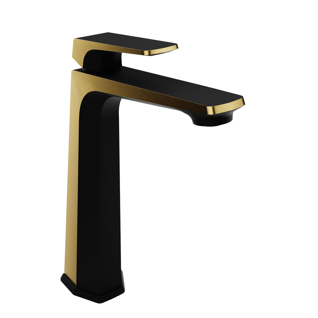 ANZZI L-AZ904MB-BG Single Handle Single Hole Bathroom Vessel Sink Faucet With Pop-up Drain in Matte Black & Brushed Gold