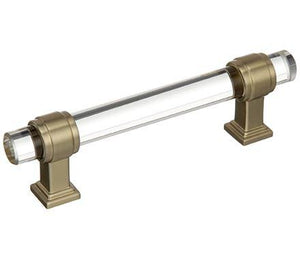 Amerock Cabinet Pull Clear/Golden Champagne 3-3/4 inch (96 mm) Center to Center Glacio 1 Pack Drawer Pull Drawer Handle Cabinet Hardware
