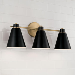 Capital Lighting 150131AB Bradley 3 Light Vanity Aged Brass and Black