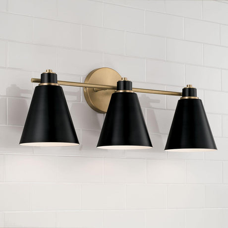 Capital Lighting 150131AB Bradley 3 Light Vanity Aged Brass and Black