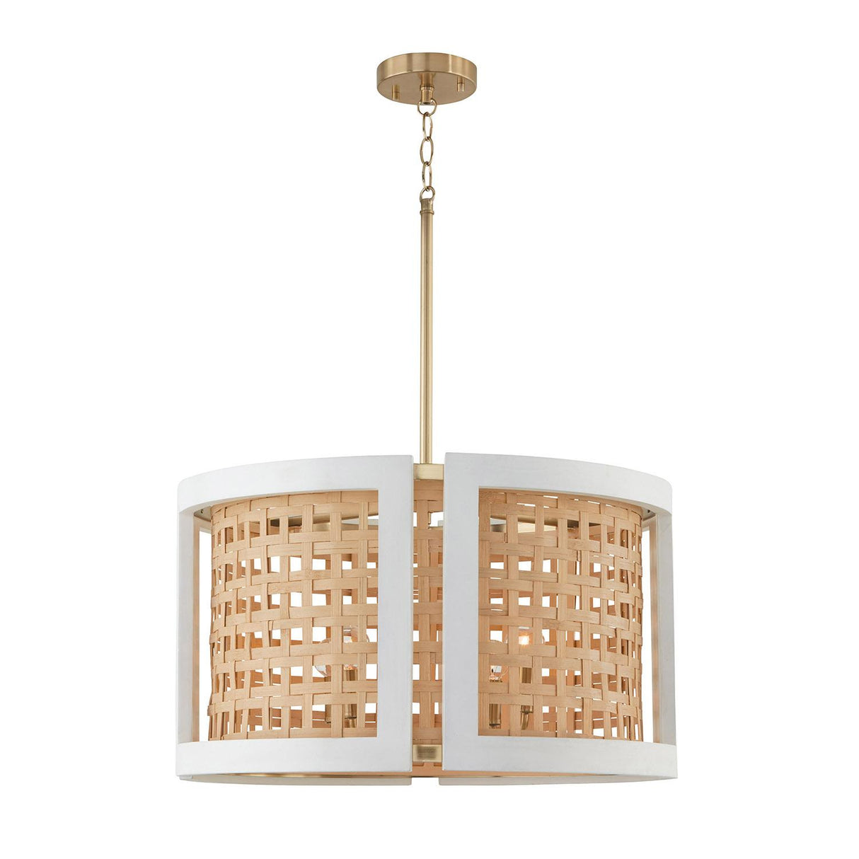 Capital Lighting 344341WM Lola 4 Light Pendant Flat White and Matte Brass