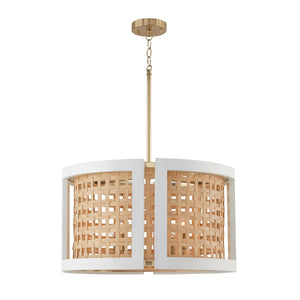 Capital Lighting 344341WM Lola 4 Light Pendant Flat White and Matte Brass
