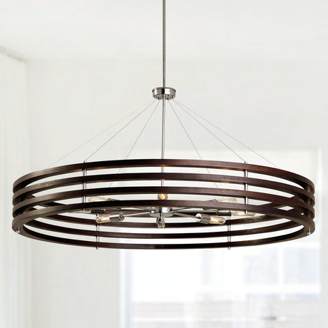 Capital Lighting 439981DN Dalton 8 Light Chandelier Dark Wood and Polished Nickel