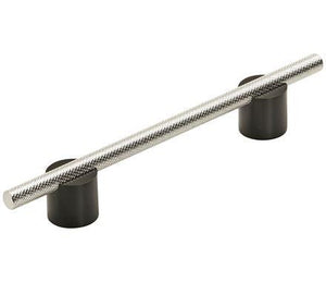 Amerock Cabinet Pull Matte Black/Polished Nickel 5-1/16 inch (128 mm) Center to Center Transcendent 1 Pack Drawer Pull Drawer Handle Cabinet Hardware