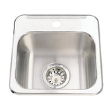 KINDRED QSL1313-6-1N Utility Collection 13.63-in LR x 13.63-in FB x 6-in DP Drop In Single Bowl 1-Hole Stainless Steel Hospitality Sink In Satin Finished Bowl with Mirror Finished Rim