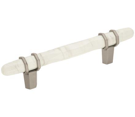 Amerock Cabinet Pull Marble White/Satin Nickel  3-3/4 inch (96 mm) Center to Center Carrione 1 Pack Drawer Pull Drawer Handle Cabinet Hardware