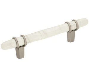 Amerock Cabinet Pull Marble White/Satin Nickel  3-3/4 inch (96 mm) Center to Center Carrione 1 Pack Drawer Pull Drawer Handle Cabinet Hardware