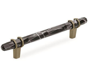 Amerock Cabinet Pull Marble Black/Golden Champagne 5-1/16 inch (128 mm) Center-to-Center Carrione 1 Pack Drawer Pull Drawer Handle Cabinet Hardware