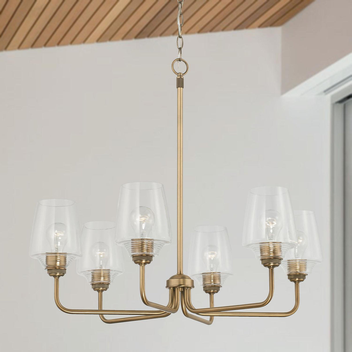 Capital Lighting 442261AD-512 Miller 6 Light Chandelier Aged Brass