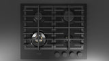 24" Matteo 400 Series Gas Cooktop, 4 Brass Burners, Matte Black