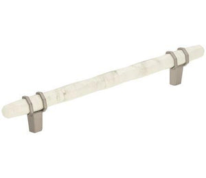 Amerock Cabinet Pull Marble White/Satin Nickel  6-5/16 inch (160 mm) Center to Center Carrione 1 Pack Drawer Pull Drawer Handle Cabinet Hardware