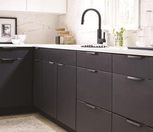 Amerock Cabinet Edge Pull Black Chrome 8-9/16 inch (217 mm) Center to Center Extent 1 Pack Drawer Pull Drawer Handle Cabinet Hardware