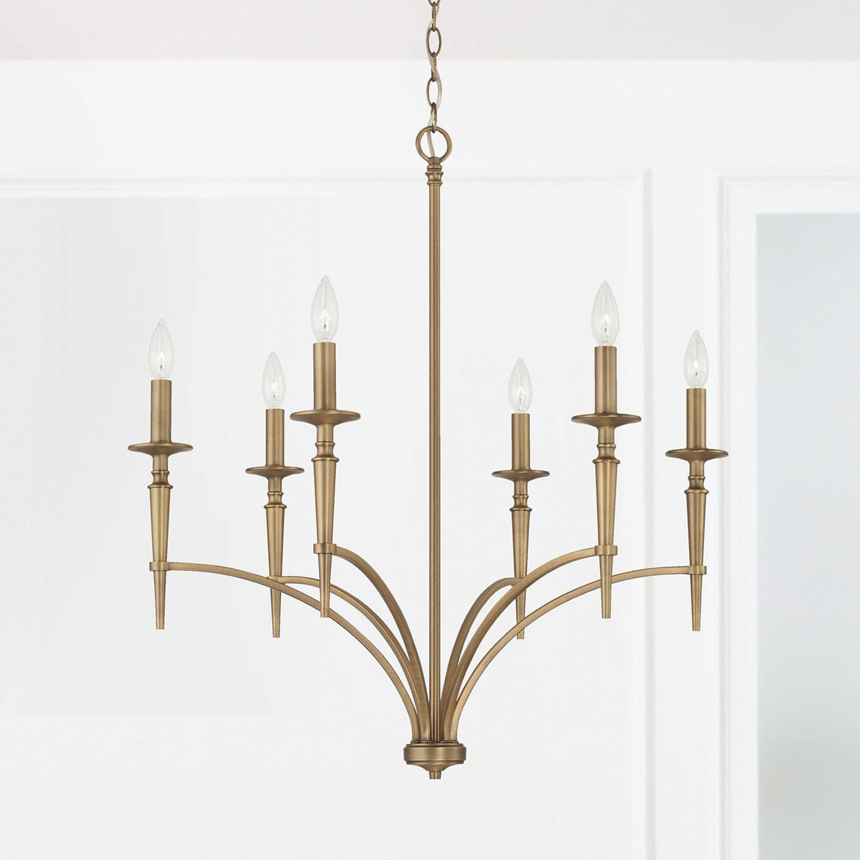 Capital Lighting 442661AD-701 Abbie 6 Light Chandelier Aged Brass