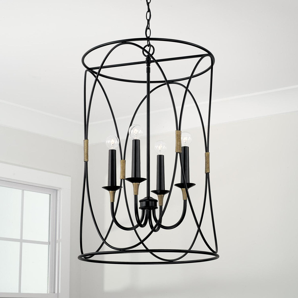 Capital Lighting 545641KB Amara 4 Light Foyer Matte Black with Brass