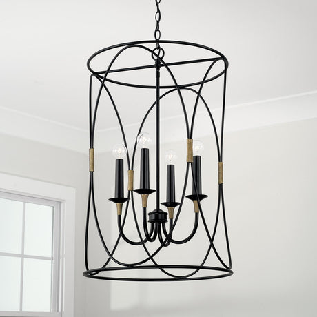 Capital Lighting 545641KB Amara 4 Light Foyer Matte Black with Brass