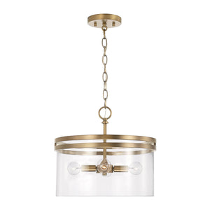 Capital Lighting 248741AD Fuller 4 Light Dual Mount Semi-Flush/Pendant Aged Brass