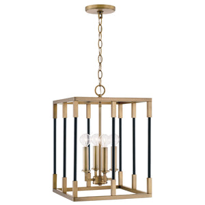 Capital Lighting 544741AB Bleeker 4 Light Foyer Aged Brass and Black