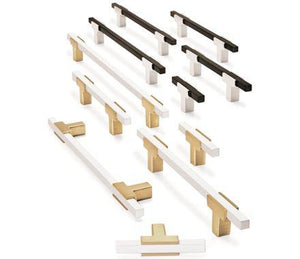 Amerock BP67BGLWHT Kitchen Cabinet Door or Drawer Knob Brushed Gold/White 2-3/4 (70 mm) Length Urbanite 1 Pack Furniture Hardware Bathroom Cabinet Hardware