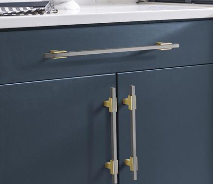Amerock Cabinet Pull Brushed Gold/Black Chrome 10-1/16 inch (256 mm) Center to Center Urbanite 1 Pack Drawer Pull Drawer Handle Cabinet Hardware