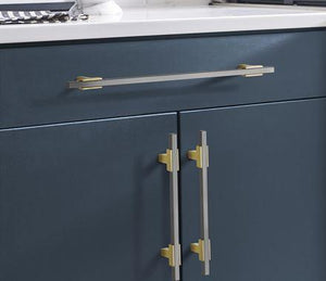 Amerock Cabinet Pull Brushed Gold/Black Chrome 10-1/16 inch (256 mm) Center to Center Urbanite 1 Pack Drawer Pull Drawer Handle Cabinet Hardware